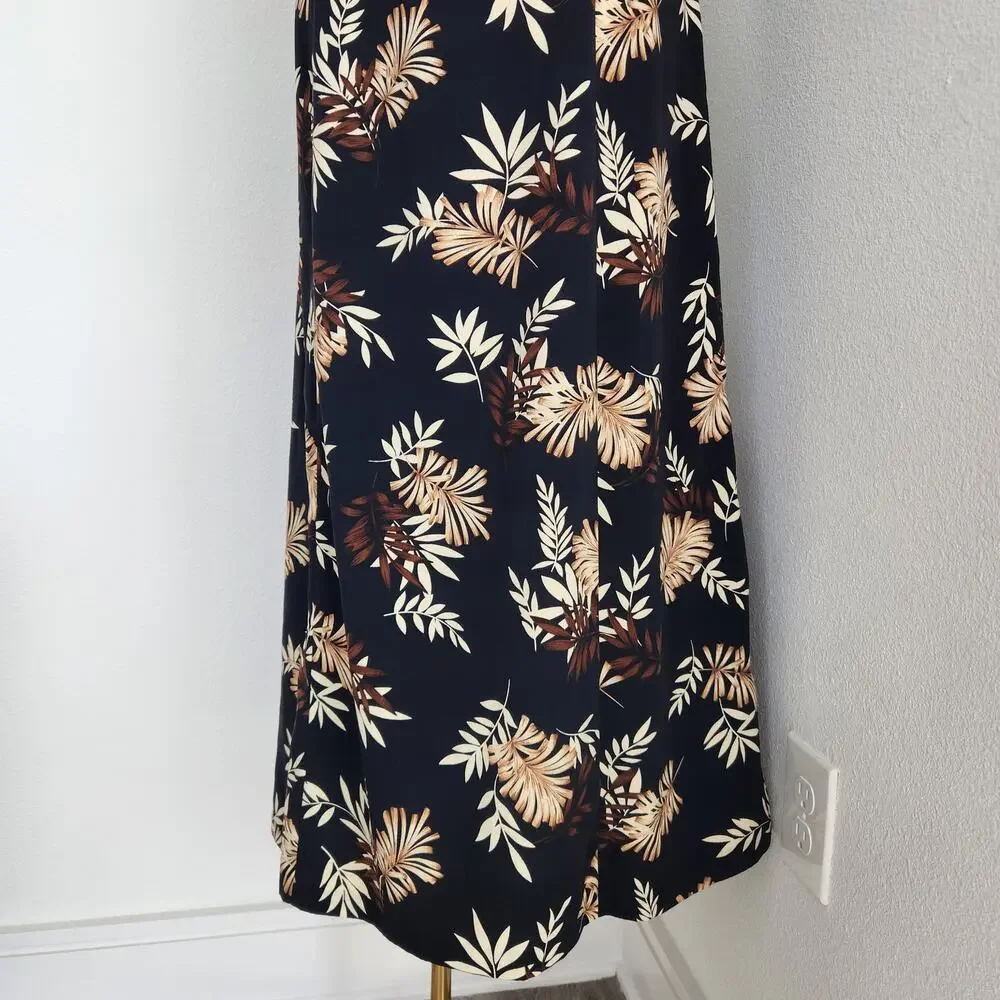 Vintage 90s Black Hawaiian Floral Sleeveless Scoop Neck Maxi Dress Studio I XL - Picture 4 of 11